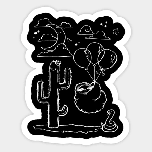 White Line Balloon Sloth Desert Night Sticker